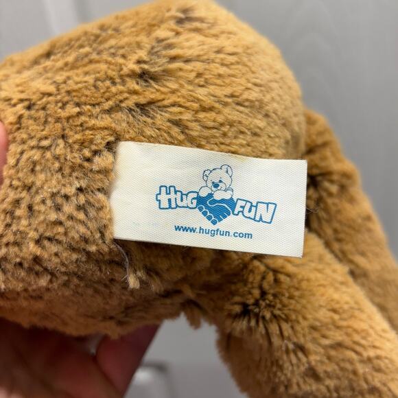 Hug Fun Brown Bear 17” Plush Stuffed Animal Red Bow Floppy Two Tone Super Soft - Picture 6 of 8